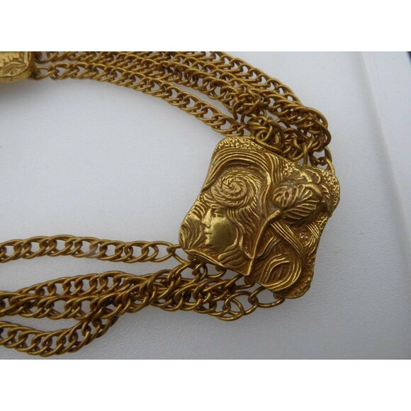 Lucien Piccard Vintage Gold-Tone Multi-Strand Chain Necklace With Ornate Pendant - Picture 7 of 8